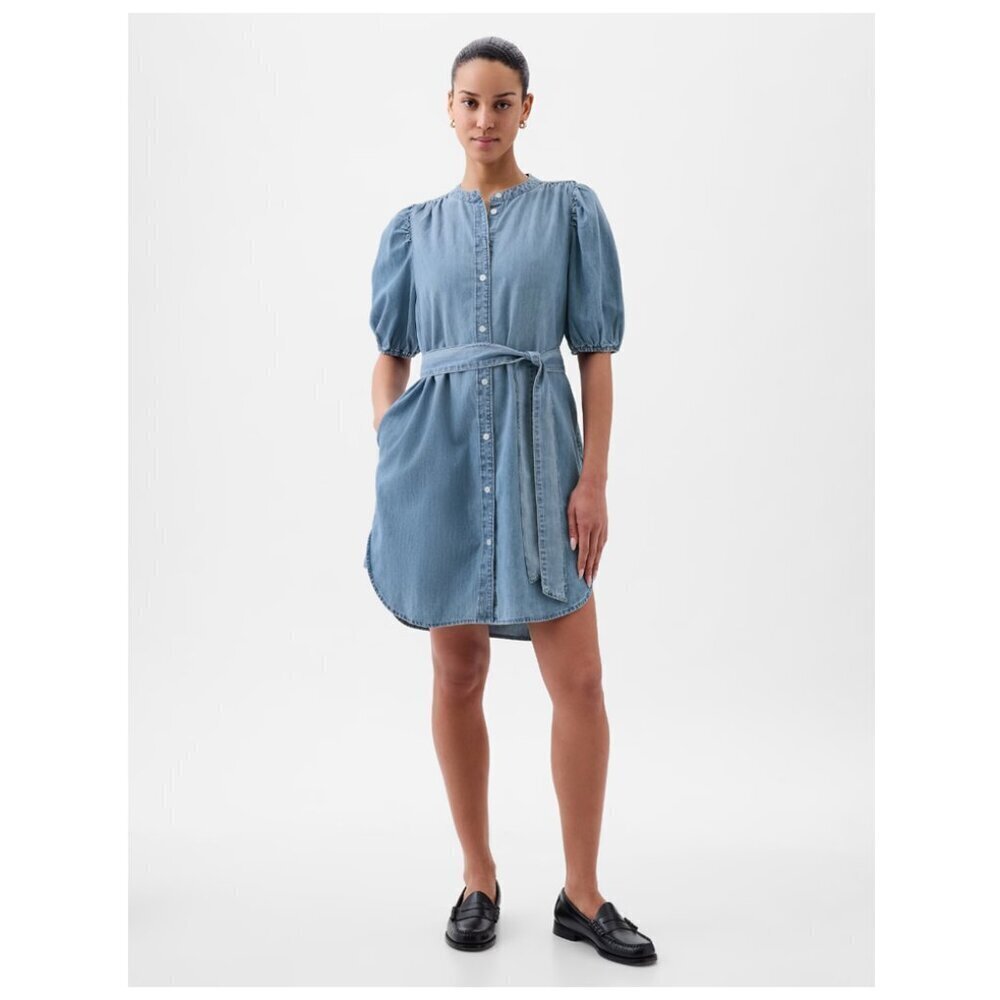 GAP Puff Sleeve Denim Mini Dress